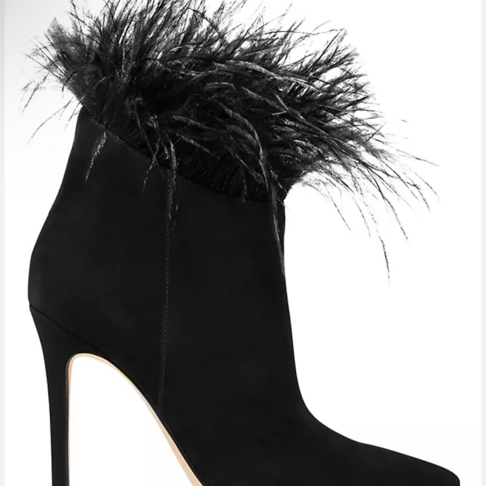 Elegant Black Feathered Women's Stiletto Boots Michaels Kors Whitby Suede bootie - Picture 2 of 7